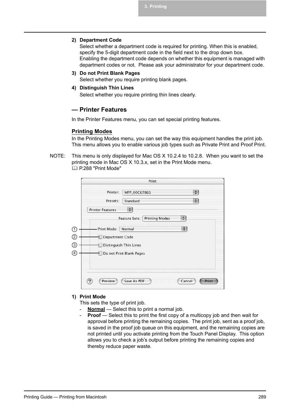 Printer features, P.289 "printing modes | Toshiba E-STUDIO 351C User Manual | Page 289 / 372