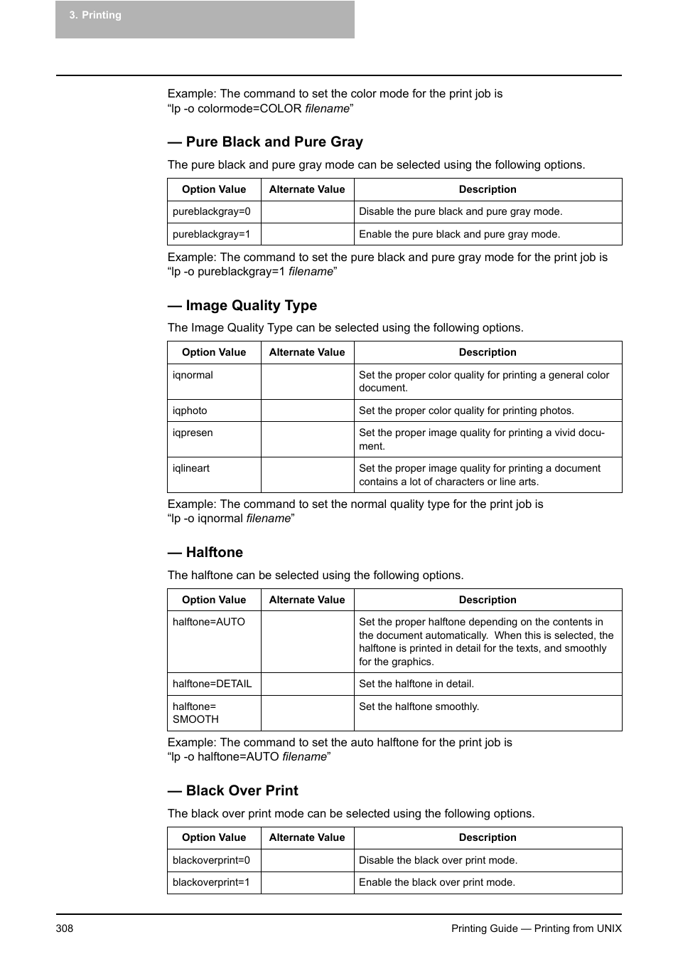 Pure black and pure gray, Image quality type, Halftone | Black over print | Toshiba E-STUDIO 351C User Manual | Page 308 / 372