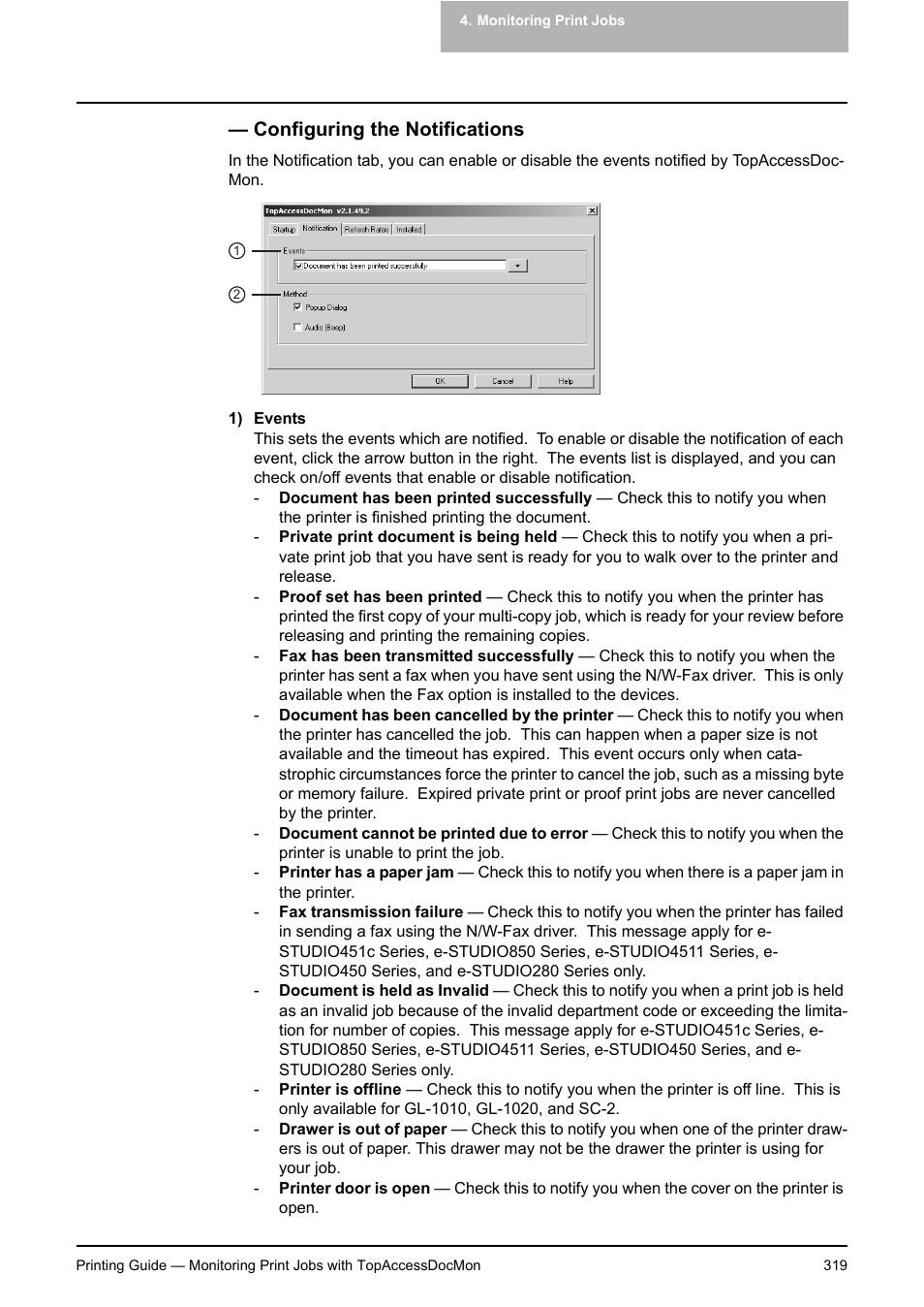 Configuring the notifications, P.319 "configuring the notifications | Toshiba E-STUDIO 351C User Manual | Page 319 / 372