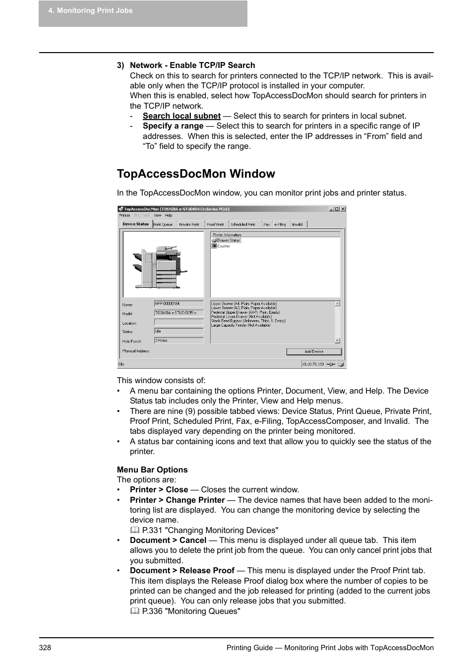 Topaccessdocmon window, P.328 "topaccessdocmon window | Toshiba E-STUDIO 351C User Manual | Page 328 / 372