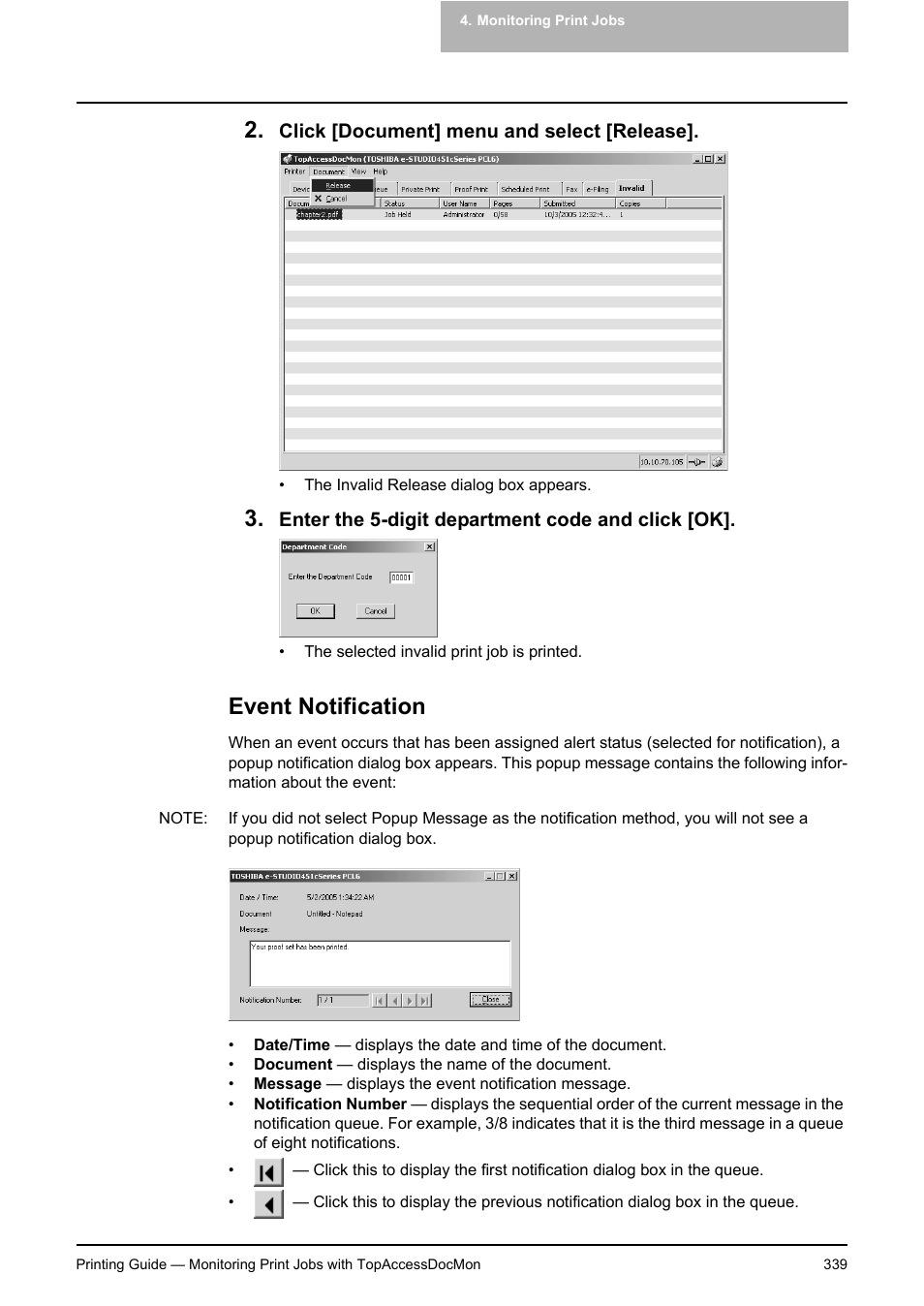 Event notification, P.339 "event notification | Toshiba E-STUDIO 351C User Manual | Page 339 / 372