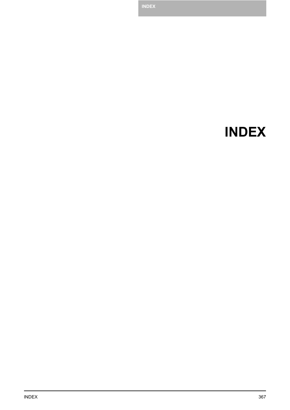 Index | Toshiba E-STUDIO 351C User Manual | Page 367 / 372
