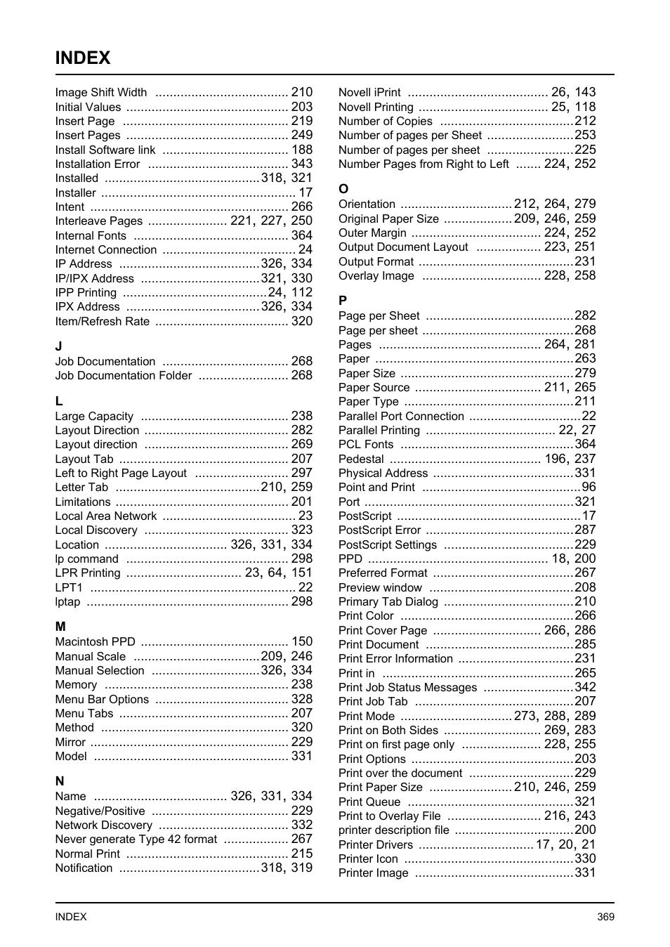 Index | Toshiba E-STUDIO 351C User Manual | Page 369 / 372