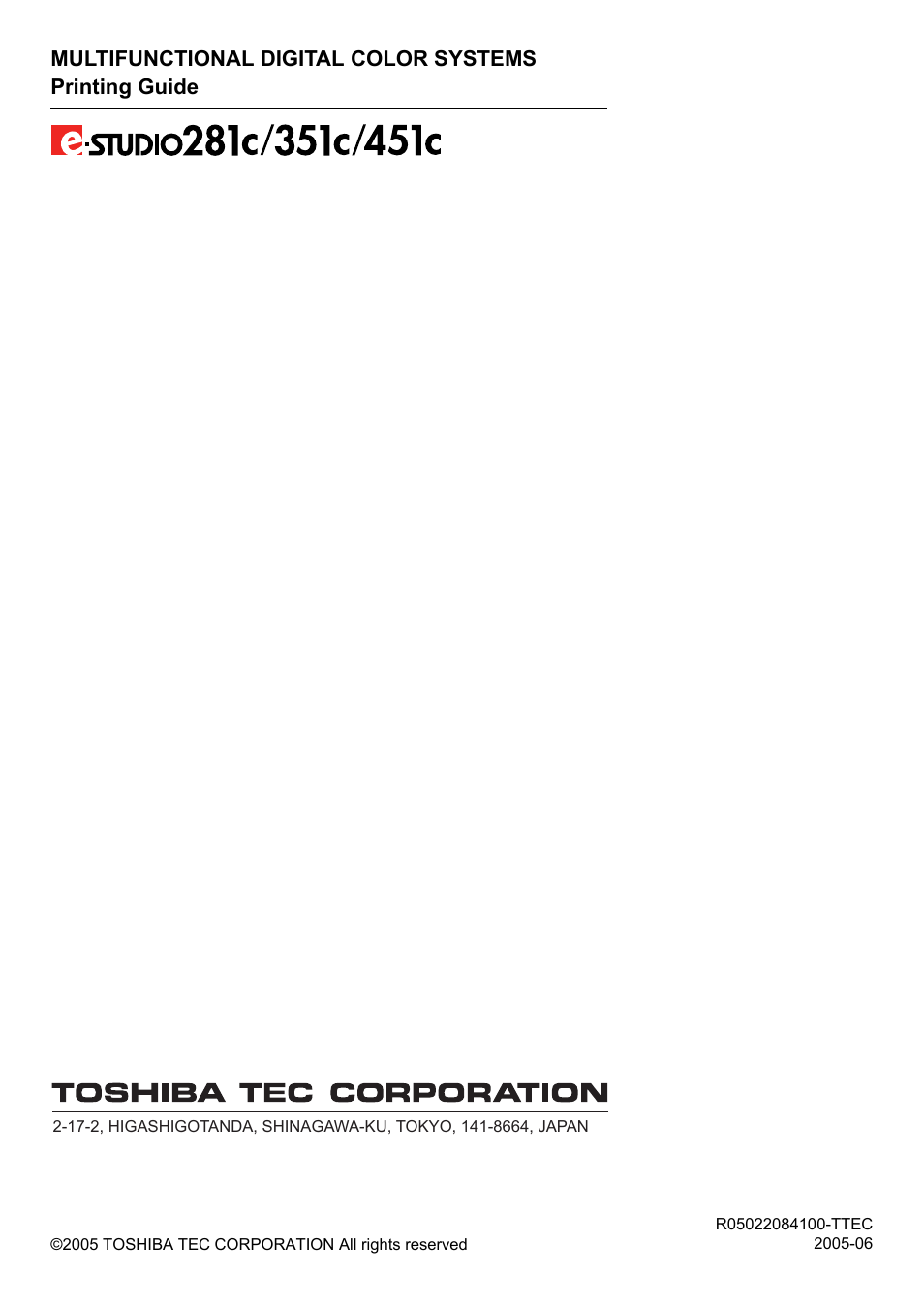 Printing guide | Toshiba E-STUDIO 351C User Manual | Page 372 / 372