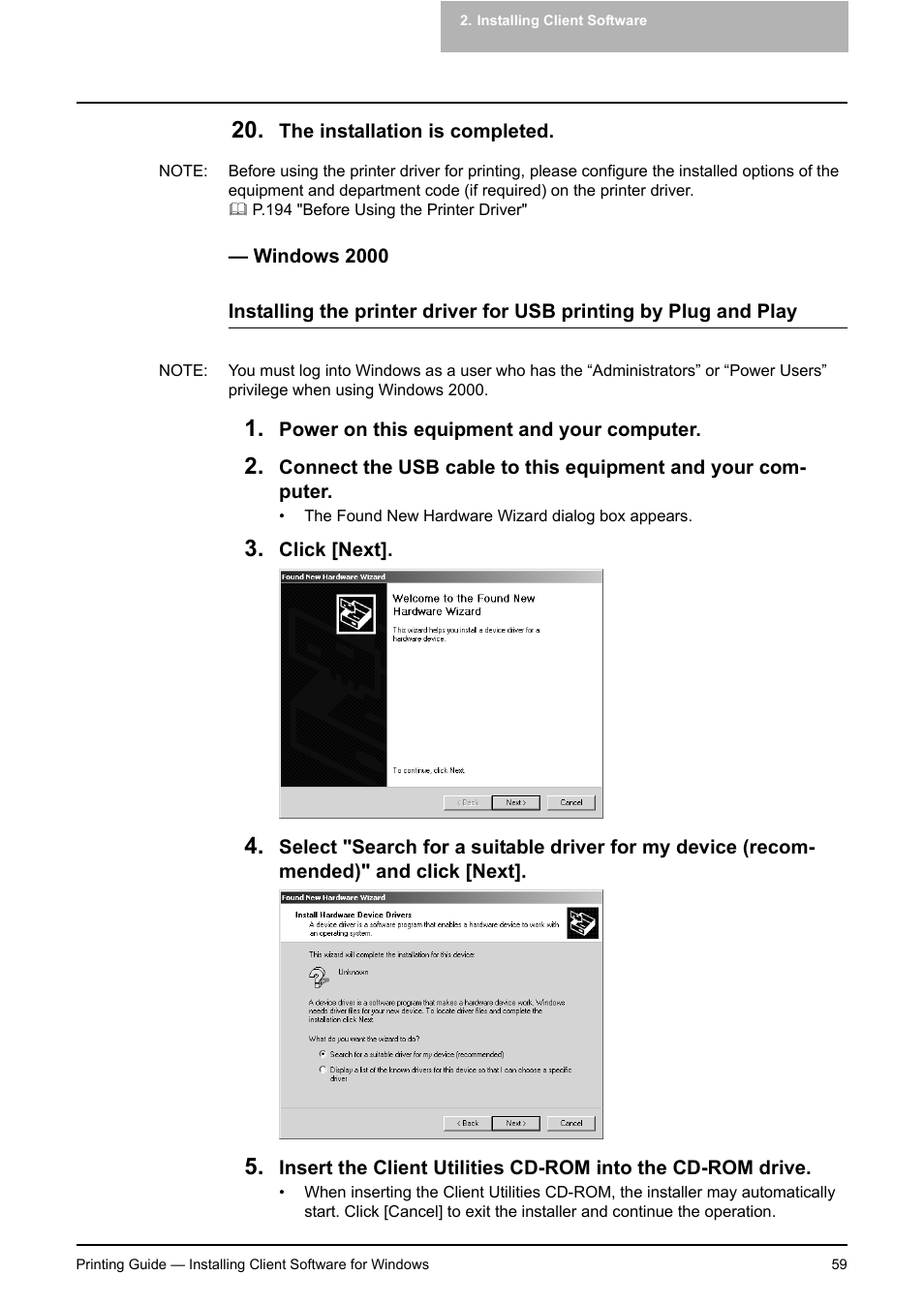 Windows 2000, P.59 "windows 2000 | Toshiba E-STUDIO 351C User Manual | Page 59 / 372