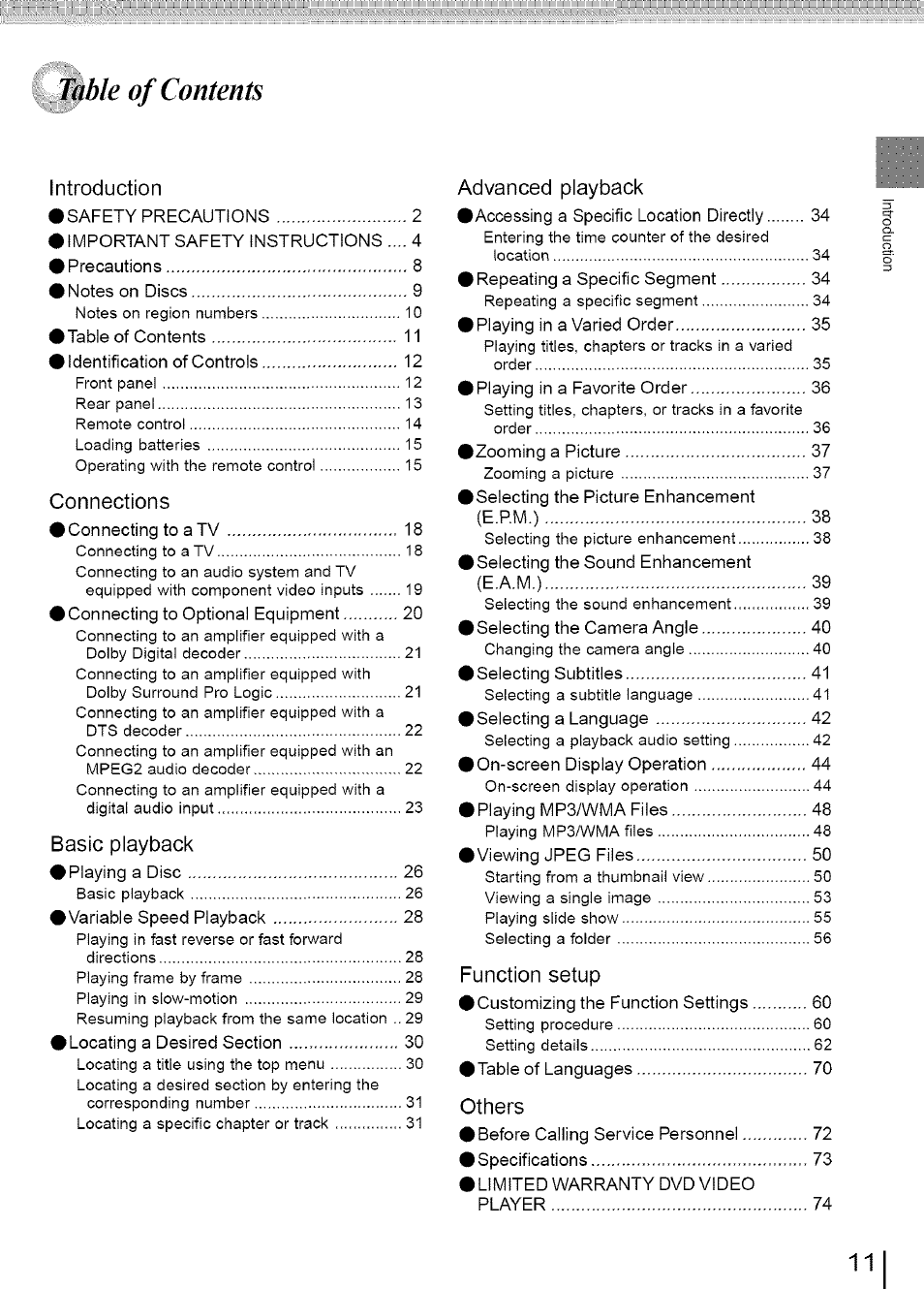 Toshiba SD-3960SU User Manual | Page 11 / 73