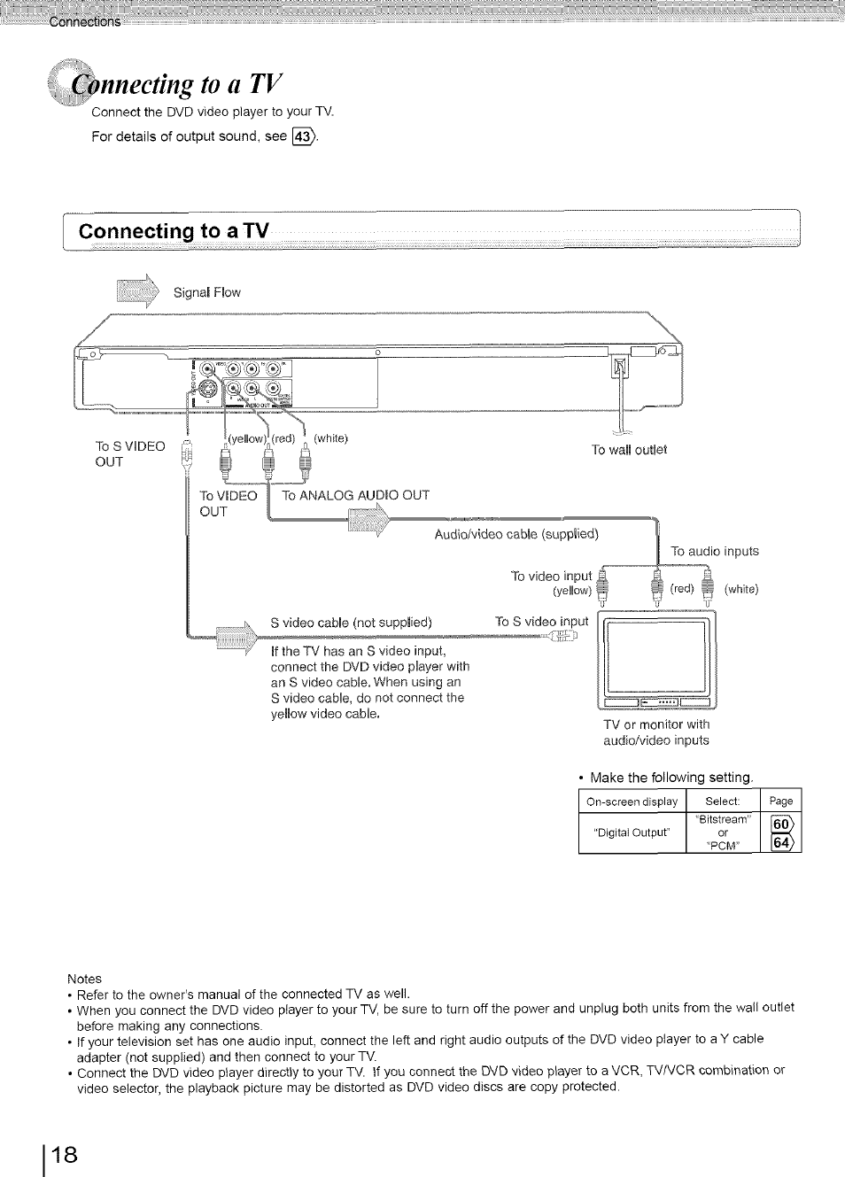 Connecting to a tv, S 0 ao ,. m^w '(g, f | Toshiba SD-3960SU User Manual | Page 17 / 73