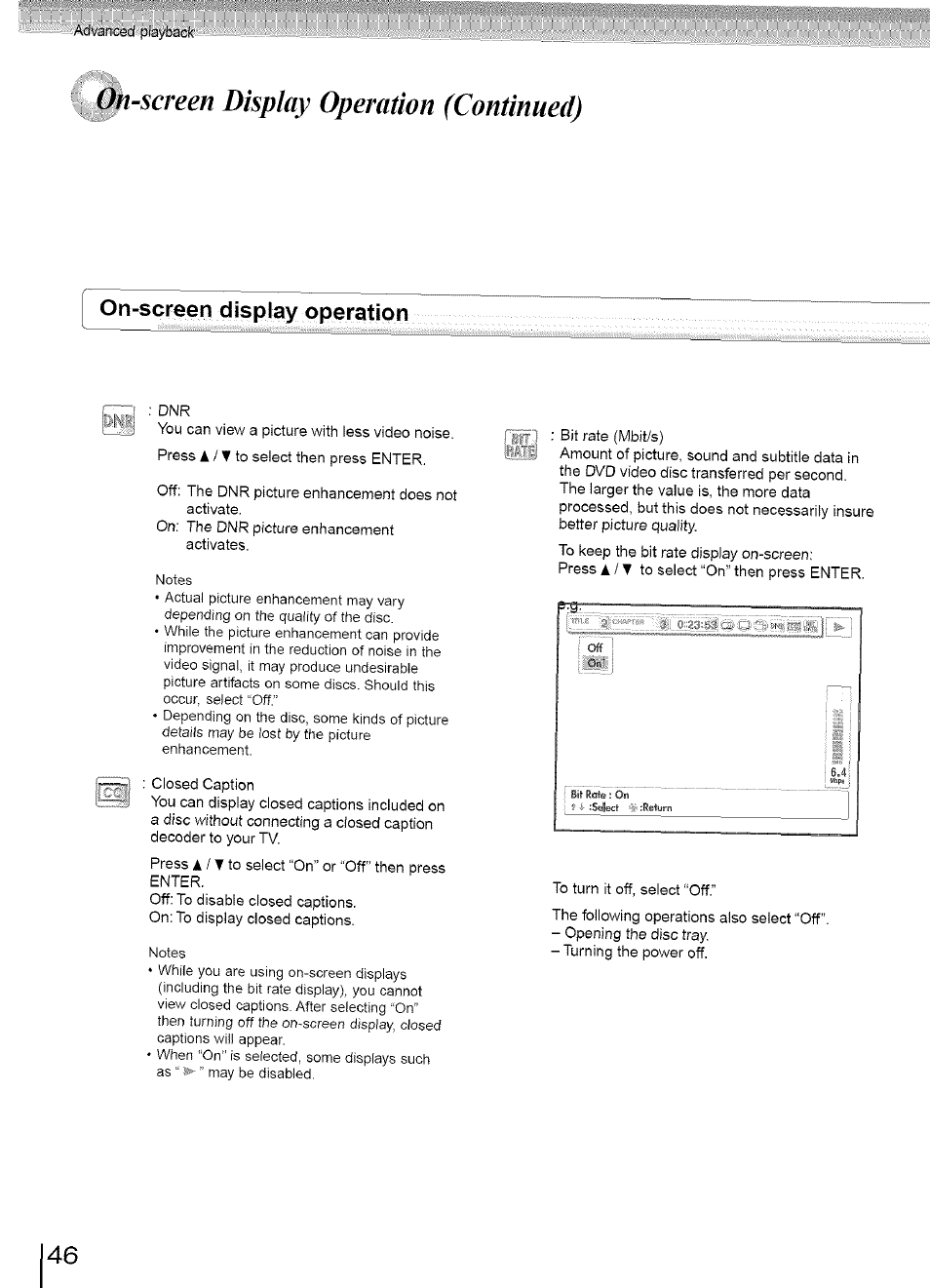 On-screen display operation, On-screen display operation (continued) | Toshiba SD-3960SU User Manual | Page 43 / 73