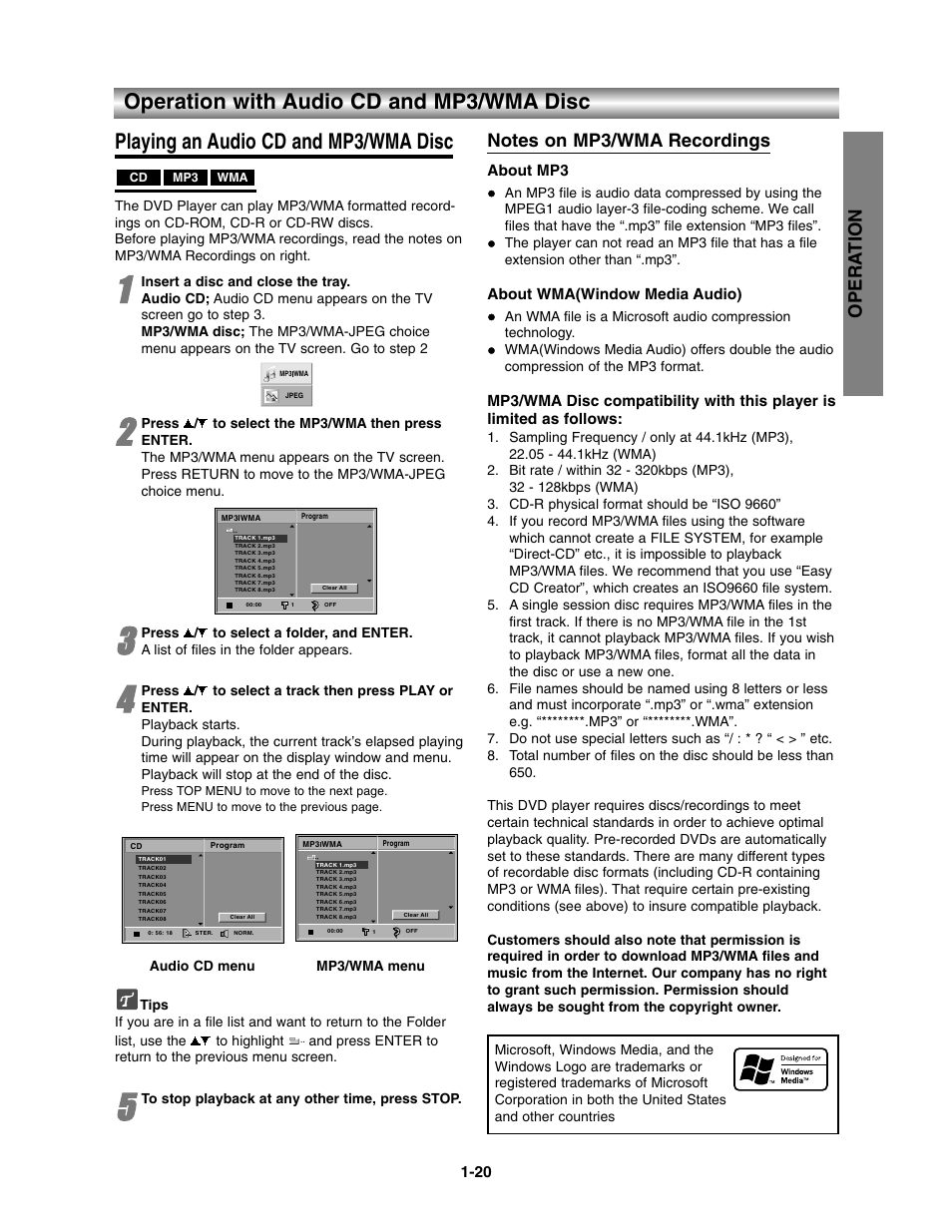 With audio cd and mp3/wma disc, Opera tion | Toshiba SD-3900 User Manual | Page 19 / 32