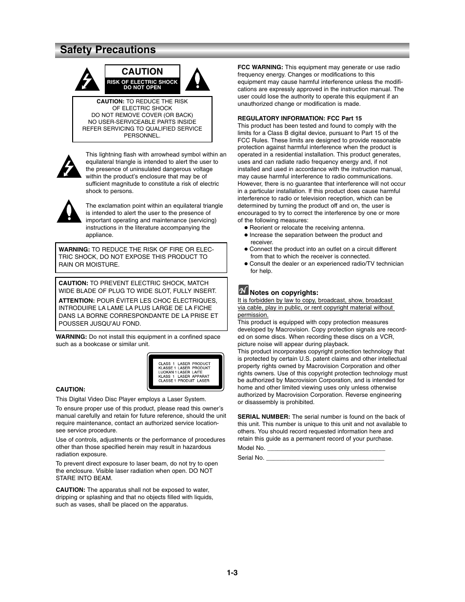 Safety precautions, Caution | Toshiba SD-3900 User Manual | Page 2 / 32