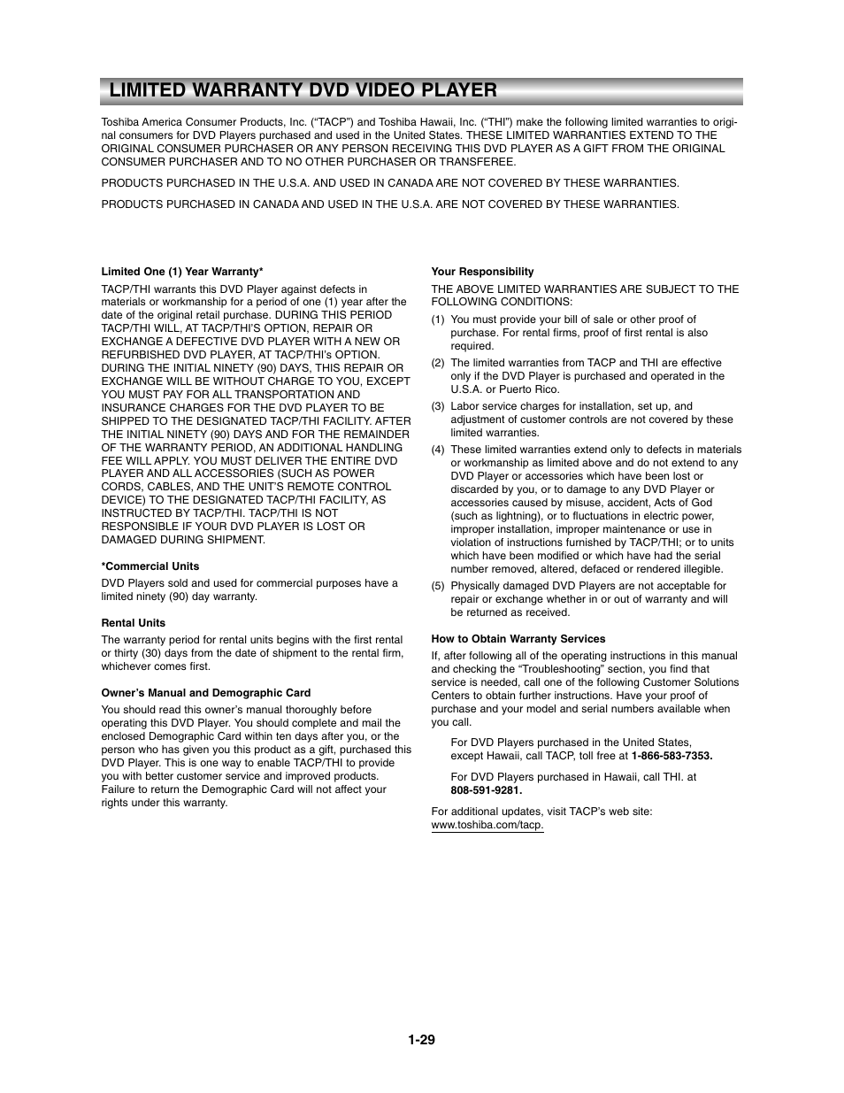 Limited warranty, Limited warranty dvd video player | Toshiba SD-3900 User Manual | Page 28 / 32