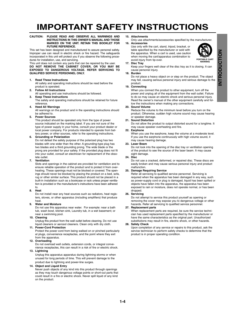 Important safety instructions, Introduction | Toshiba SD-3900 User Manual | Page 3 / 32