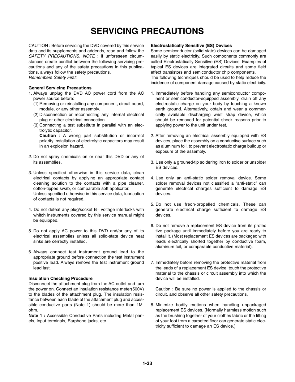 Servicing precautions | Toshiba SD-3900 User Manual | Page 32 / 32