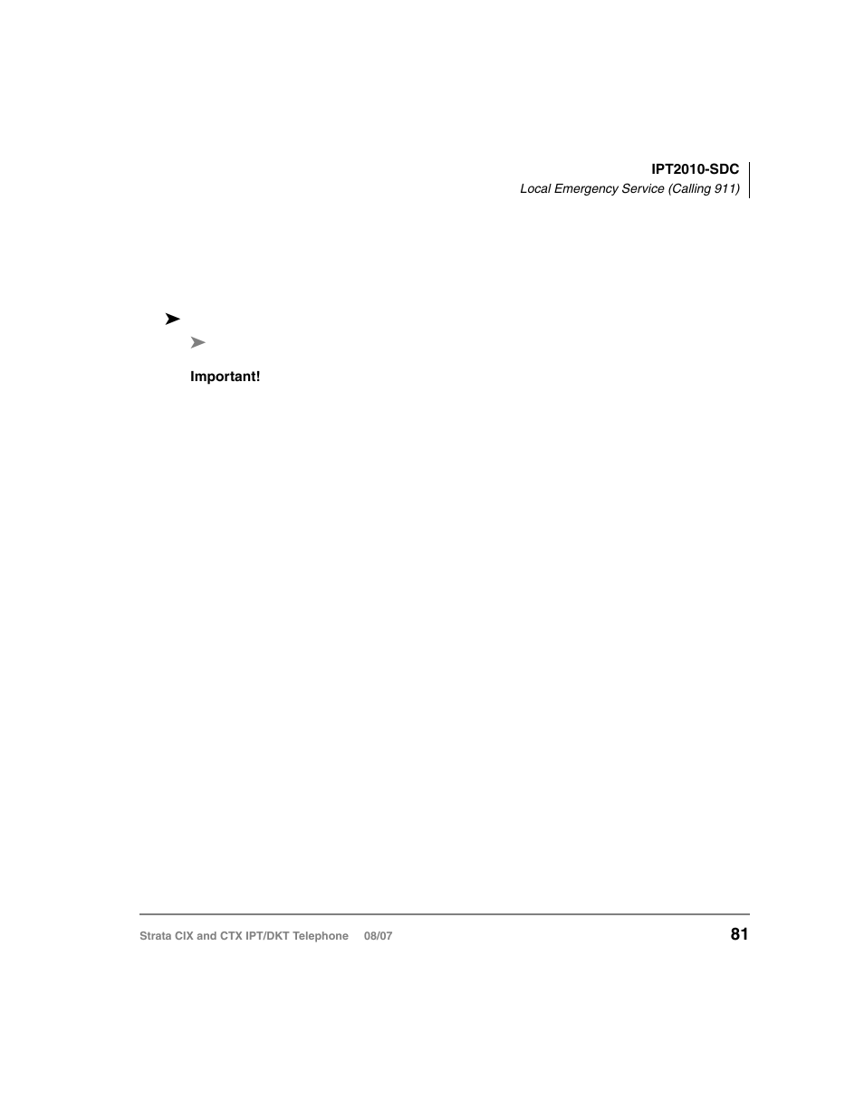 Local emergency service (calling 911) | Toshiba CTX IPT/DKT User Manual | Page 99 / 171