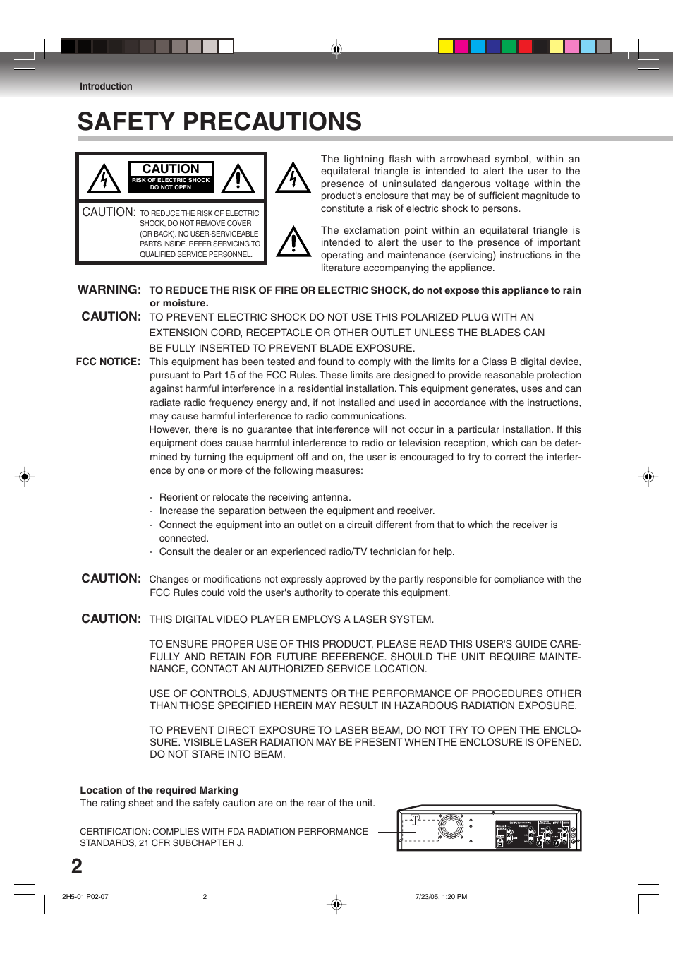 Safety precautions | Toshiba D-VR4XSU User Manual | Page 2 / 92