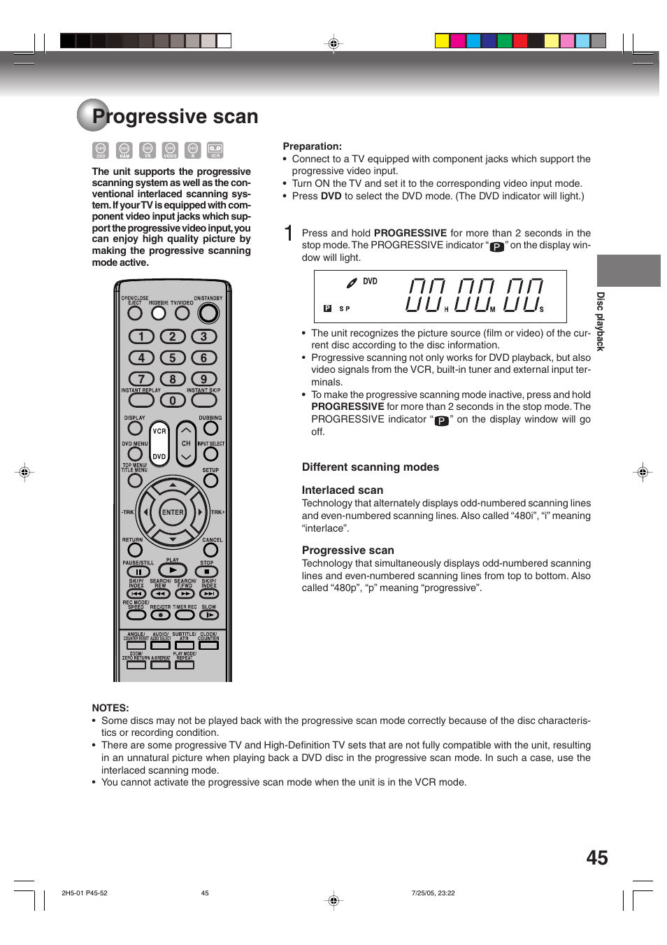 45 progressive scan | Toshiba D-VR4XSU User Manual | Page 45 / 92