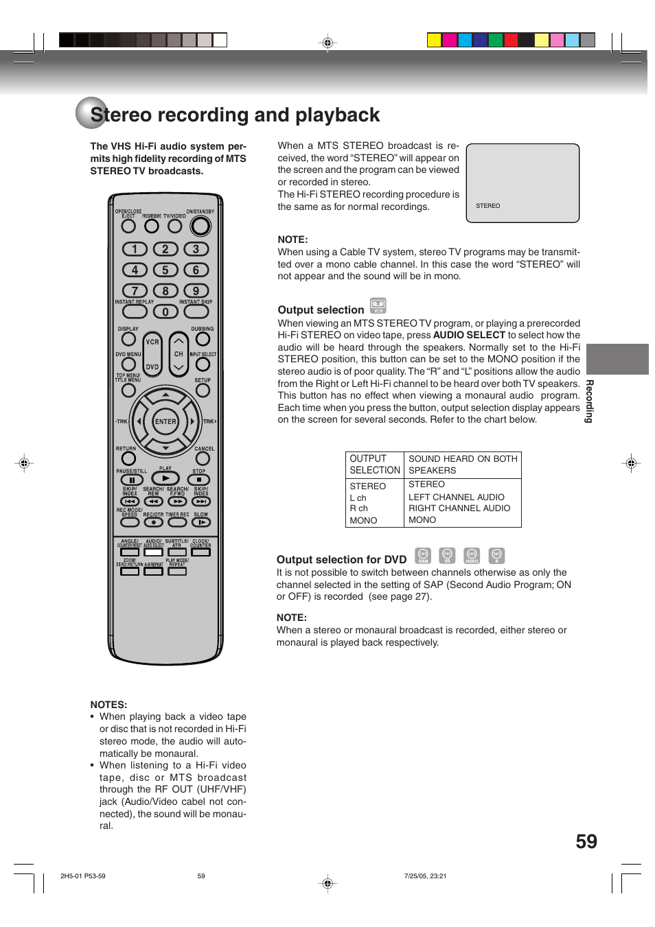 59 stereo recording and playback | Toshiba D-VR4XSU User Manual | Page 59 / 92