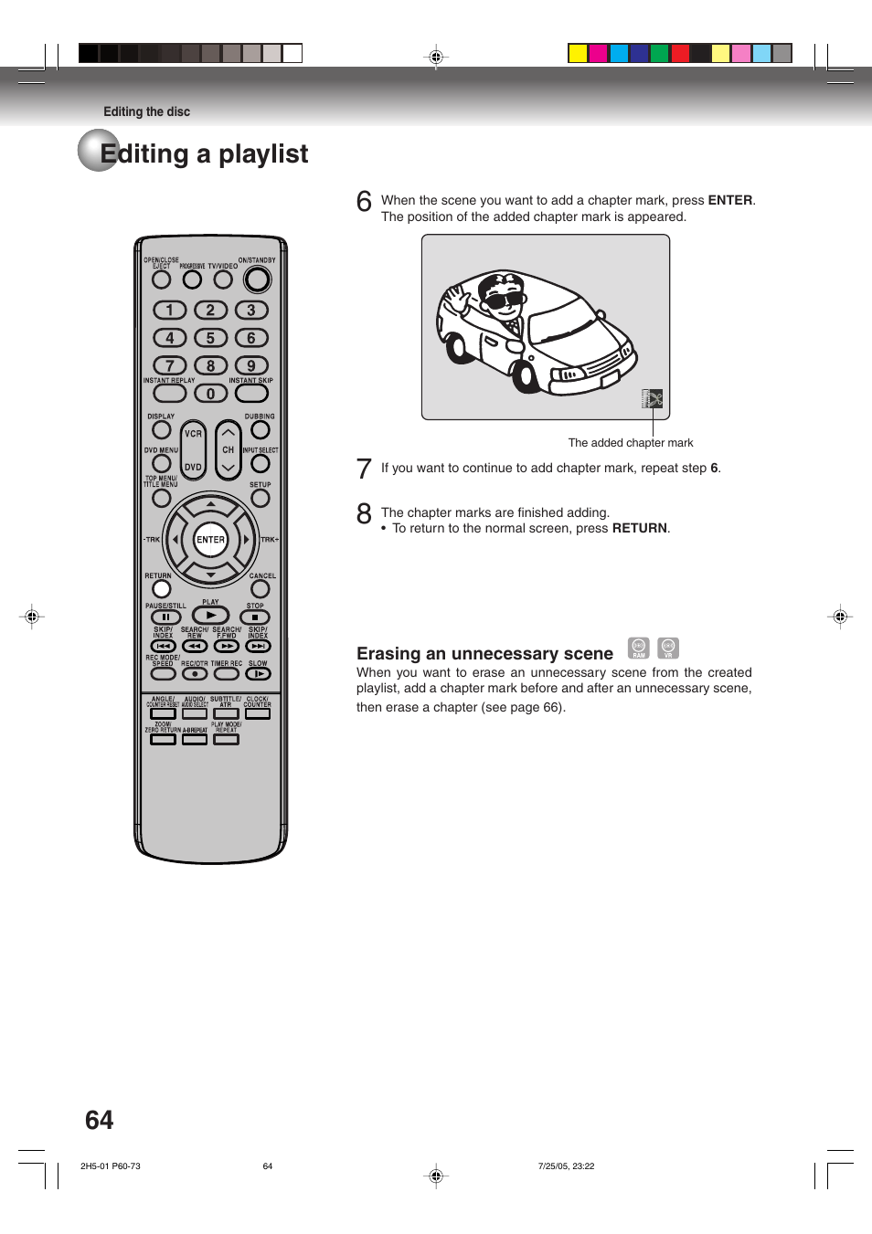 64 editing a playlist | Toshiba D-VR4XSU User Manual | Page 64 / 92