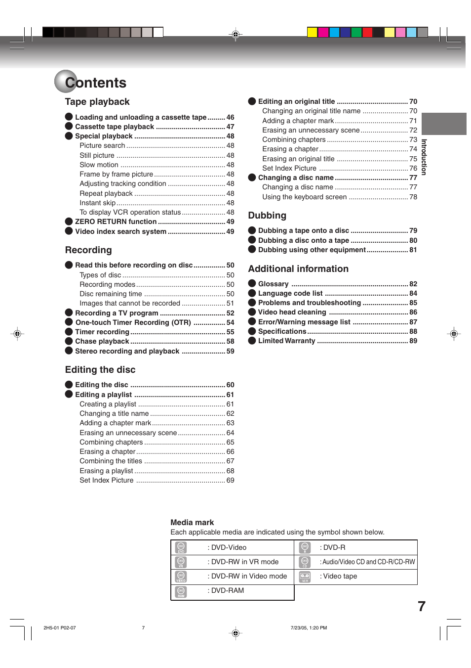 Toshiba D-VR4XSU User Manual | Page 7 / 92