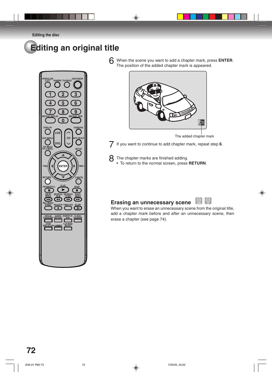 72 editing an original title | Toshiba D-VR4XSU User Manual | Page 72 / 92