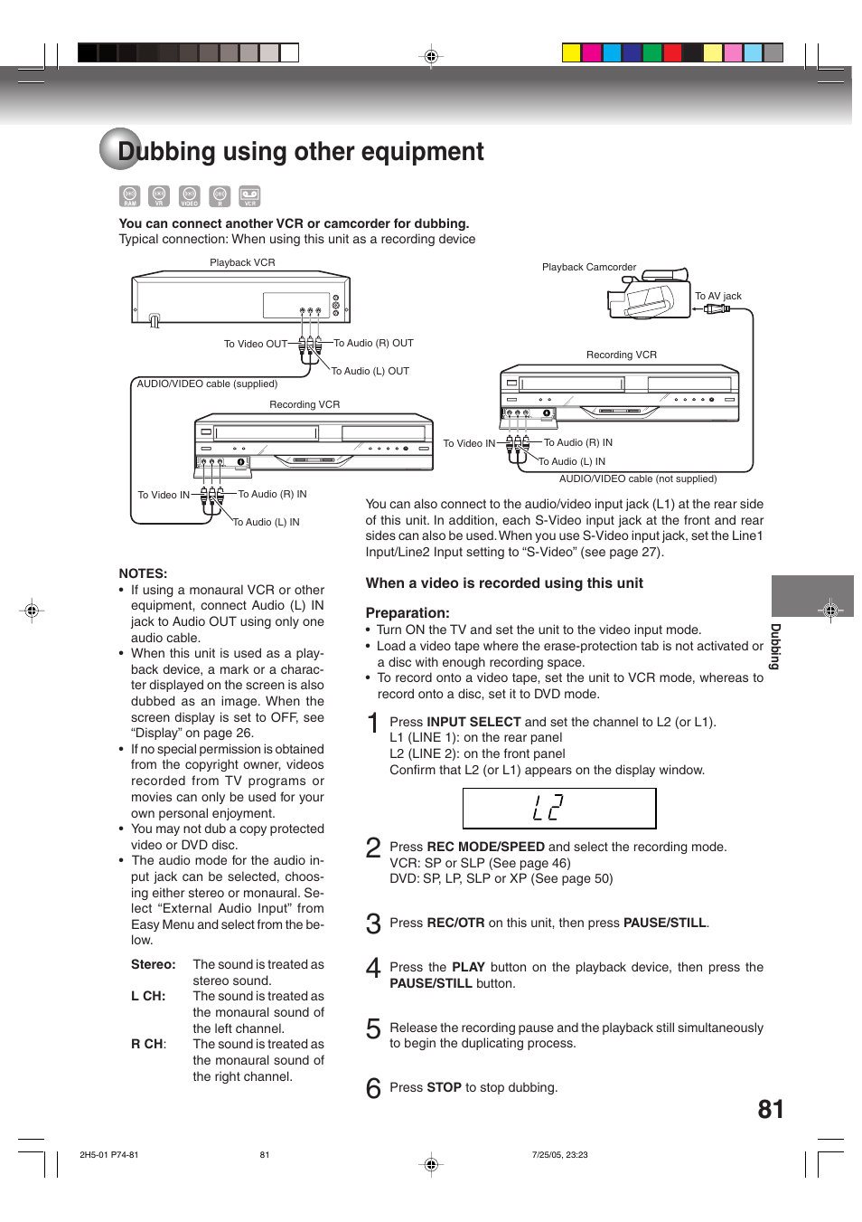 81 dubbing using other equipment | Toshiba D-VR4XSU User Manual | Page 81 / 92