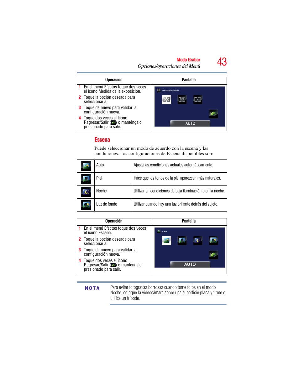 Escena | Toshiba Camileo X200 User Manual | Page 117 / 149