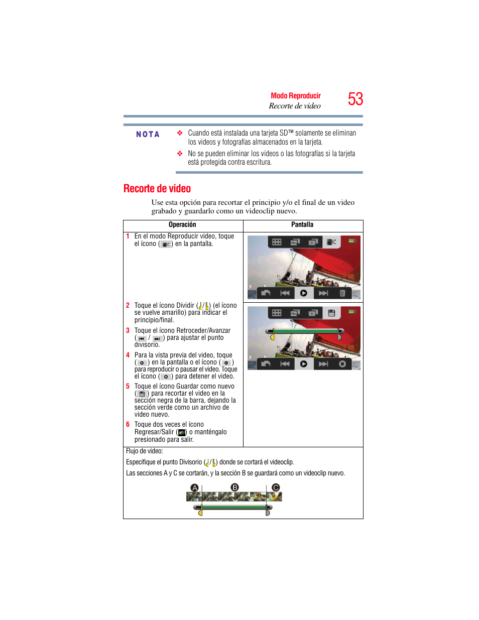 Recorte de video | Toshiba Camileo X200 User Manual | Page 127 / 149