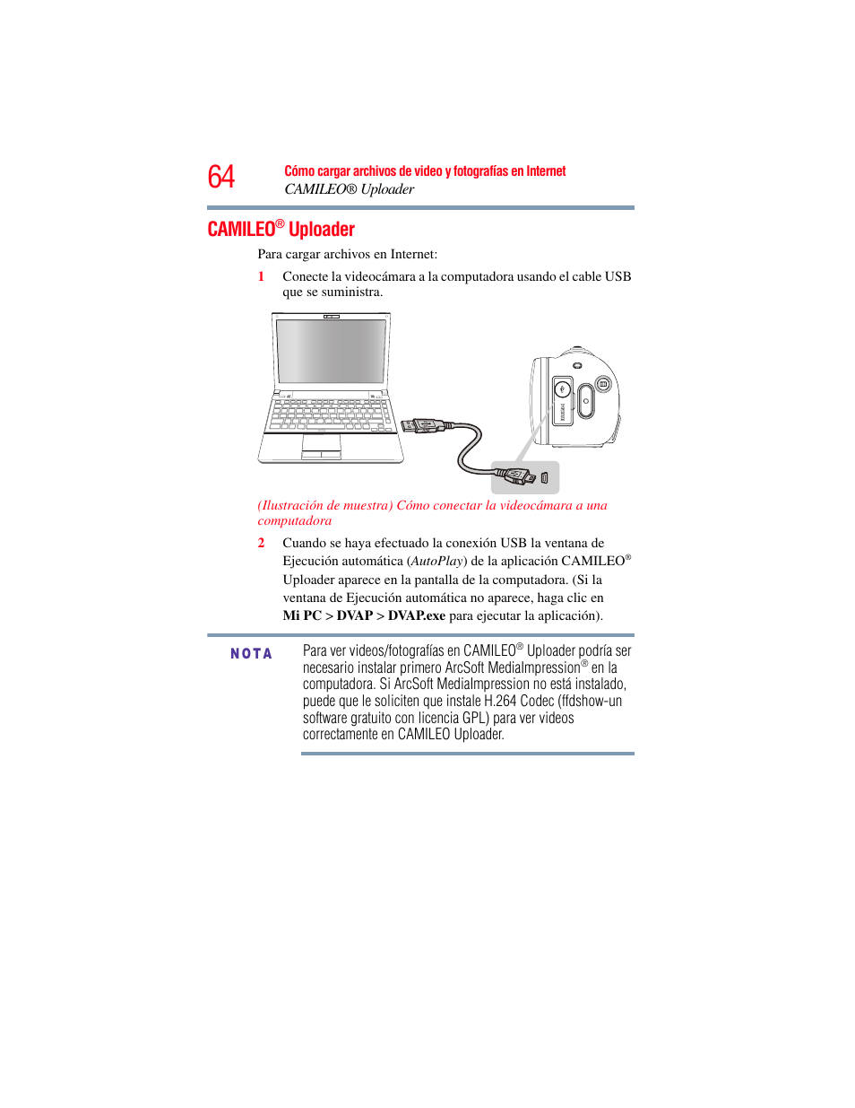 Camileo® uploader, Camileo, Uploader | Toshiba Camileo X200 User Manual | Page 138 / 149