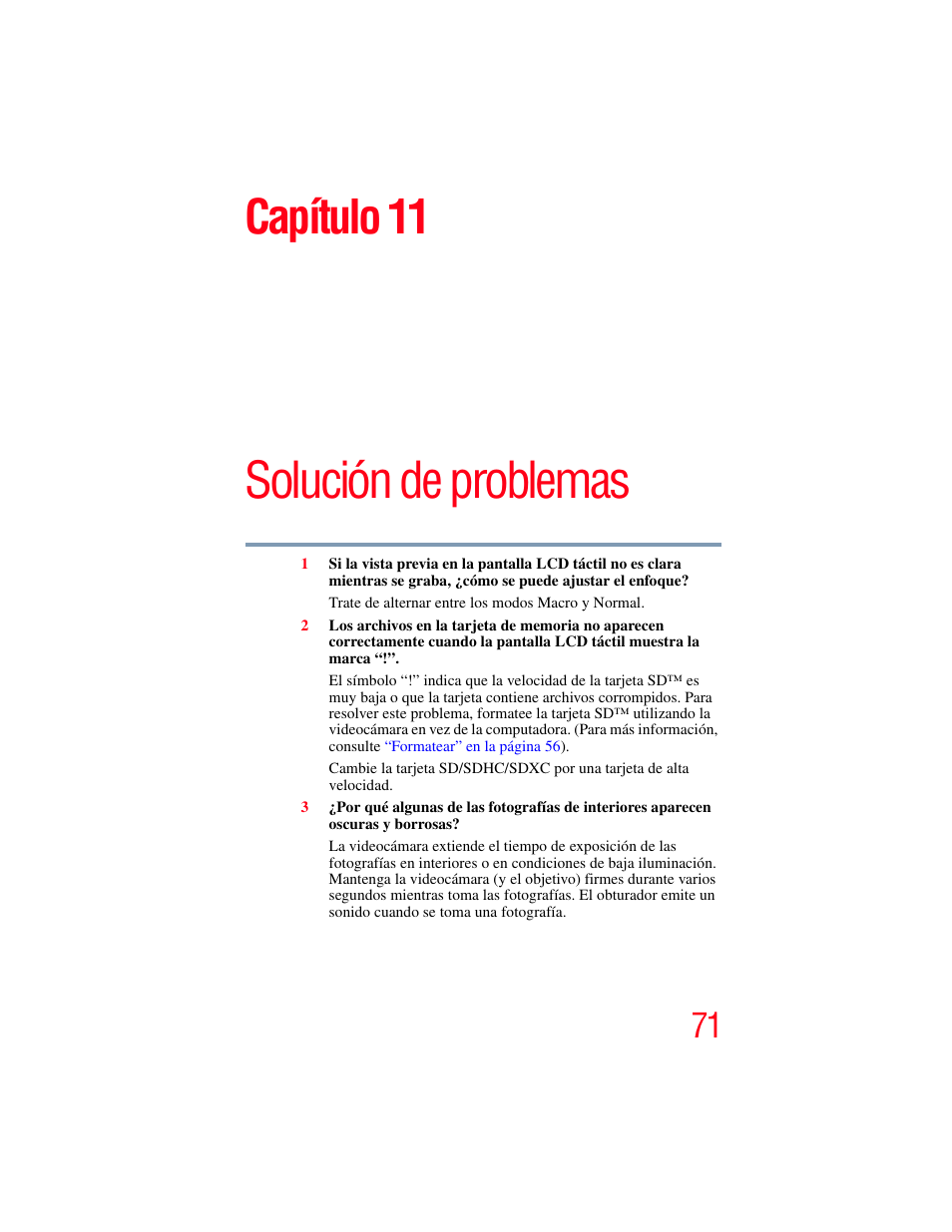 Capítulo 11: solución de problemas, Solución de problemas, Capítulo 11 | Toshiba Camileo X200 User Manual | Page 145 / 149