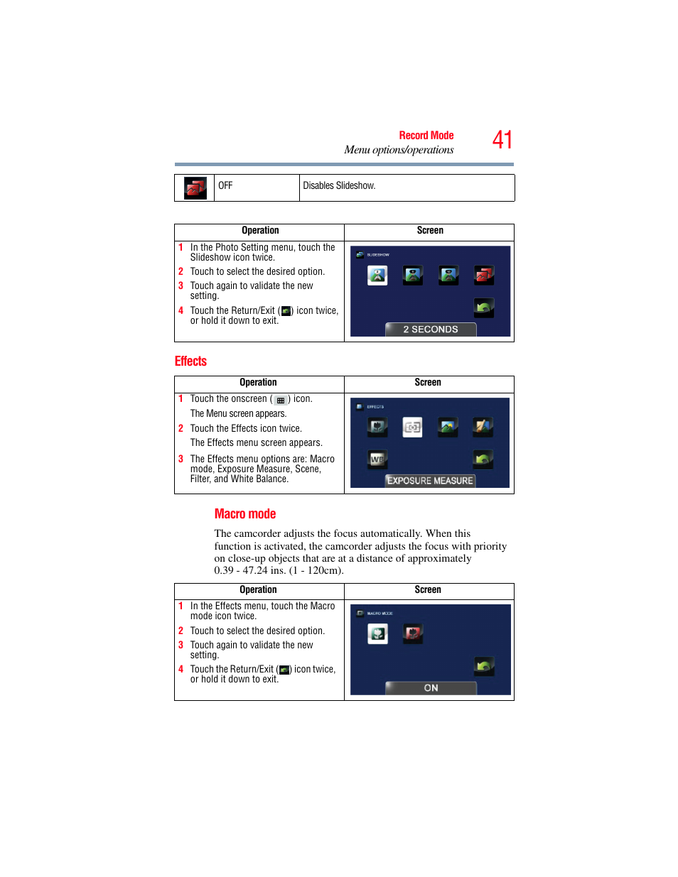 Effects | Toshiba Camileo X200 User Manual | Page 41 / 149