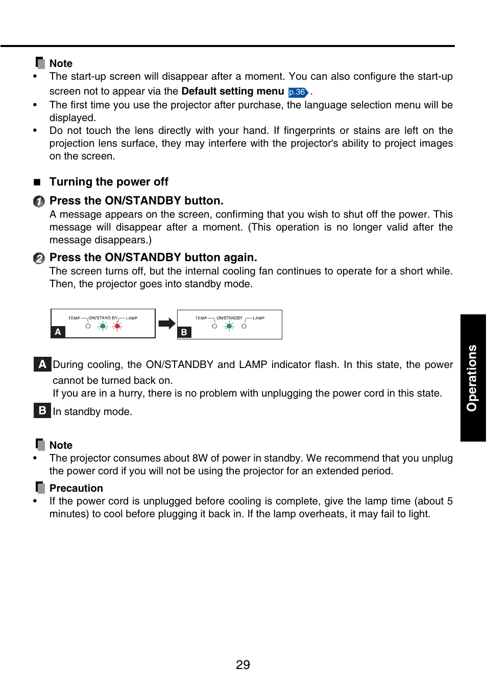 29 operations | Toshiba TDP-P9 User Manual | Page 29 / 52