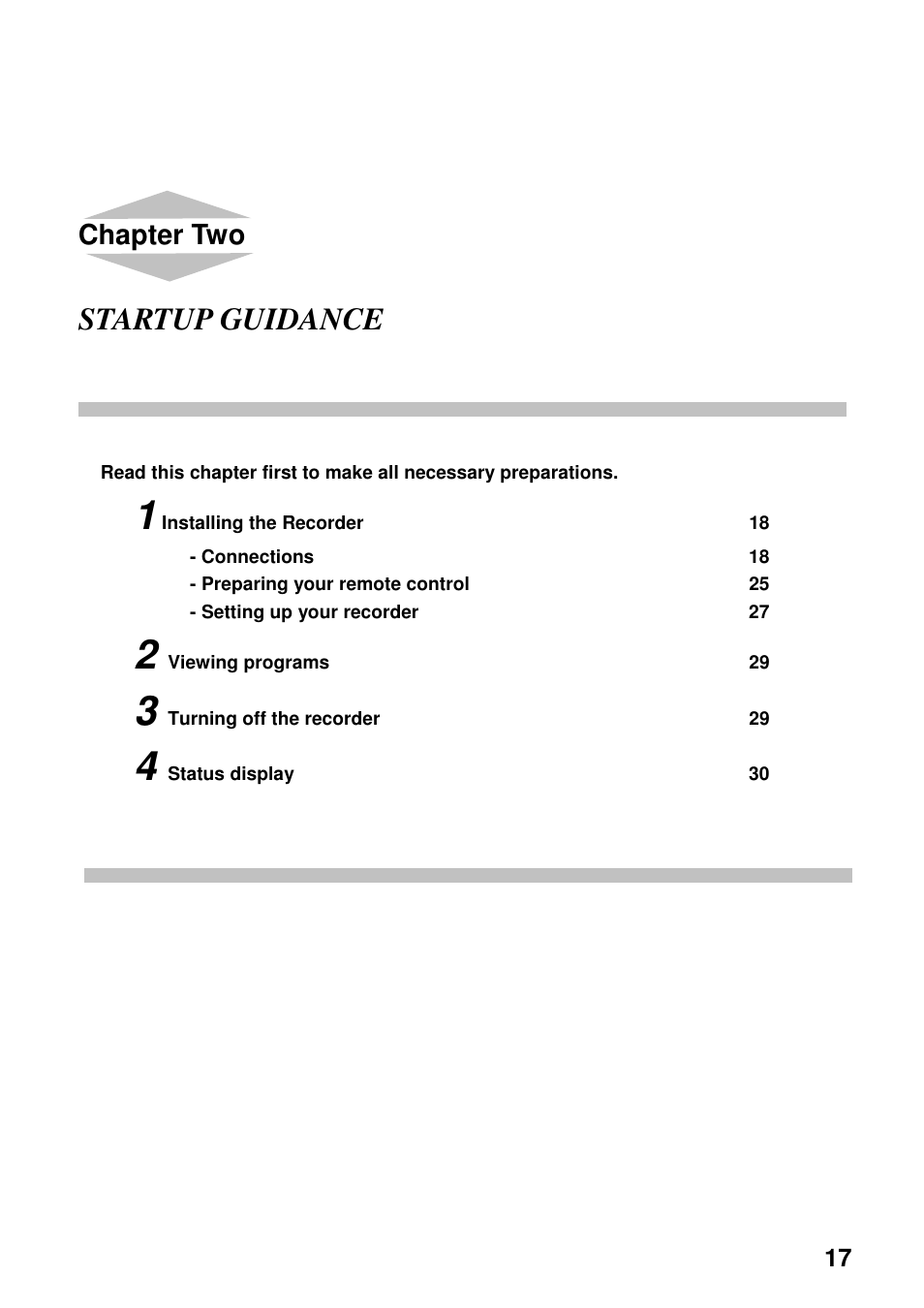 Startup guidance, Chapter two | Toshiba HDD-J35 User Manual | Page 17 / 88
