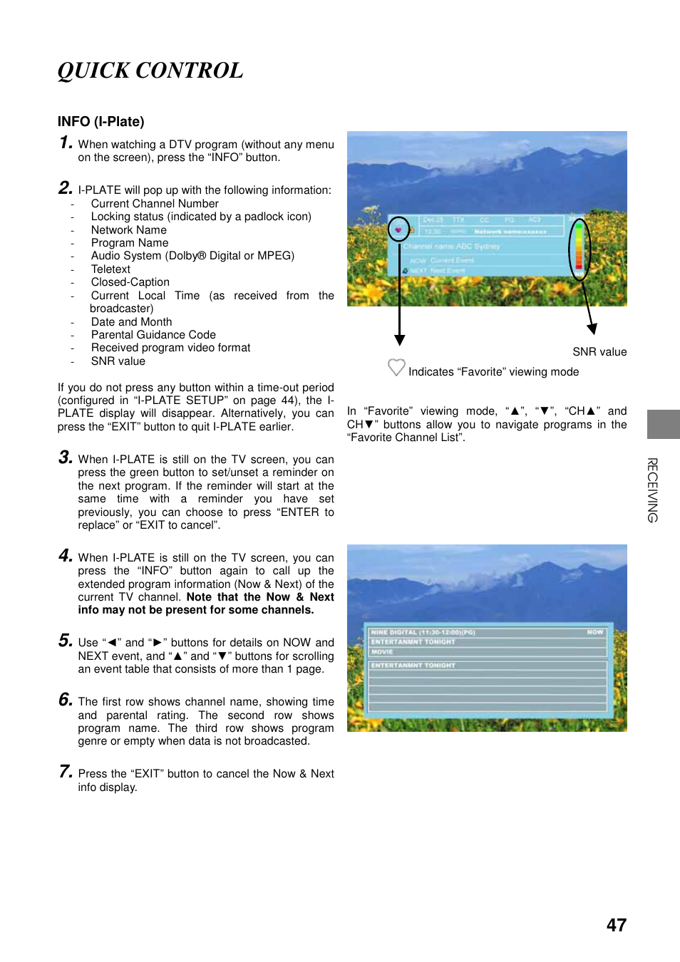 Quick control | Toshiba HDD-J35 User Manual | Page 47 / 88