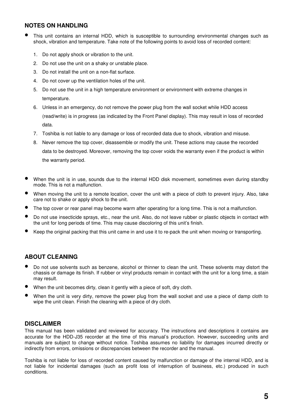 Toshiba HDD-J35 User Manual | Page 5 / 88