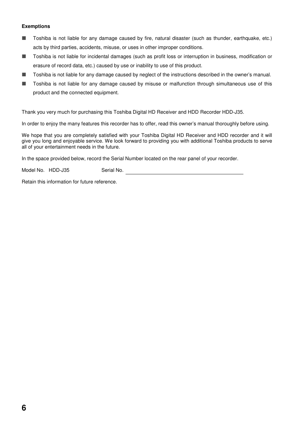 Toshiba HDD-J35 User Manual | Page 6 / 88