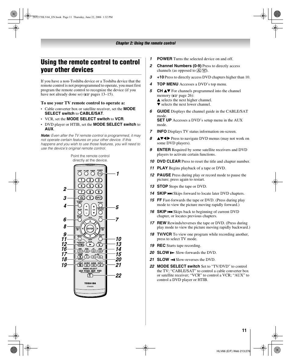 Toshiba 26HLV66 User Manual | Page 11 / 74