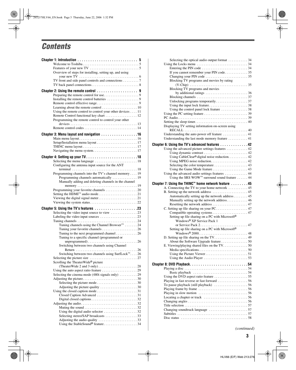 Toshiba 26HLV66 User Manual | Page 3 / 74