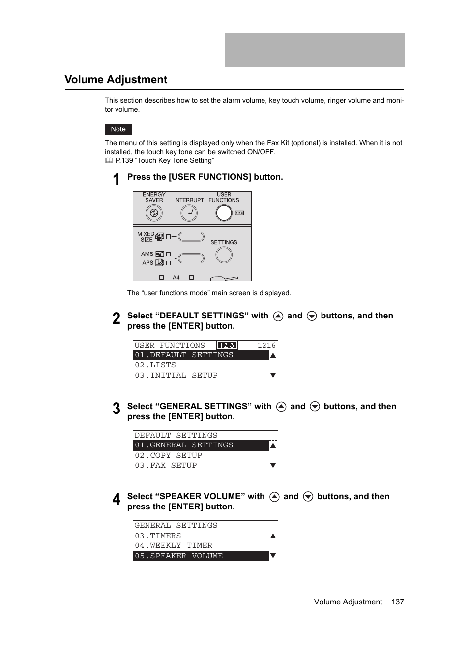 Volume adjustment | Toshiba 165 User Manual | Page 139 / 224