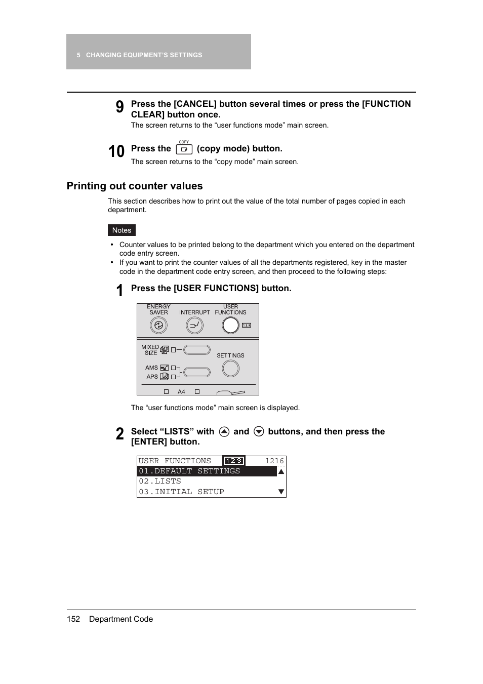 Printing out counter values | Toshiba 165 User Manual | Page 154 / 224