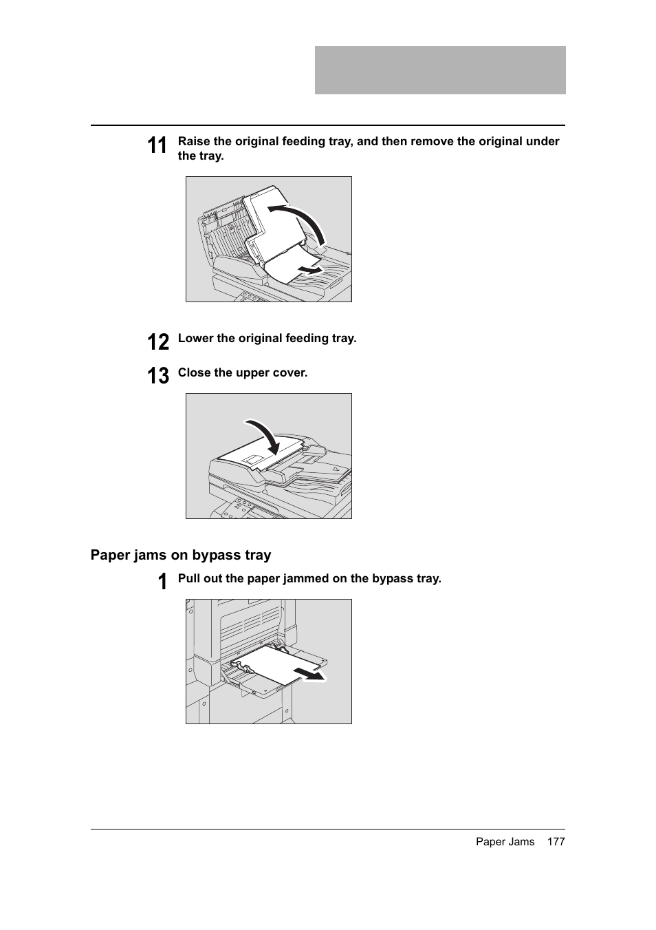 Paper jams on bypass tray, P.177 “paper jams on bypass tray, P.177) | Toshiba 165 User Manual | Page 179 / 224