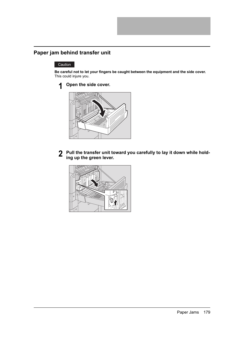 Paper jam behind transfer unit, P.179) | Toshiba 165 User Manual | Page 181 / 224