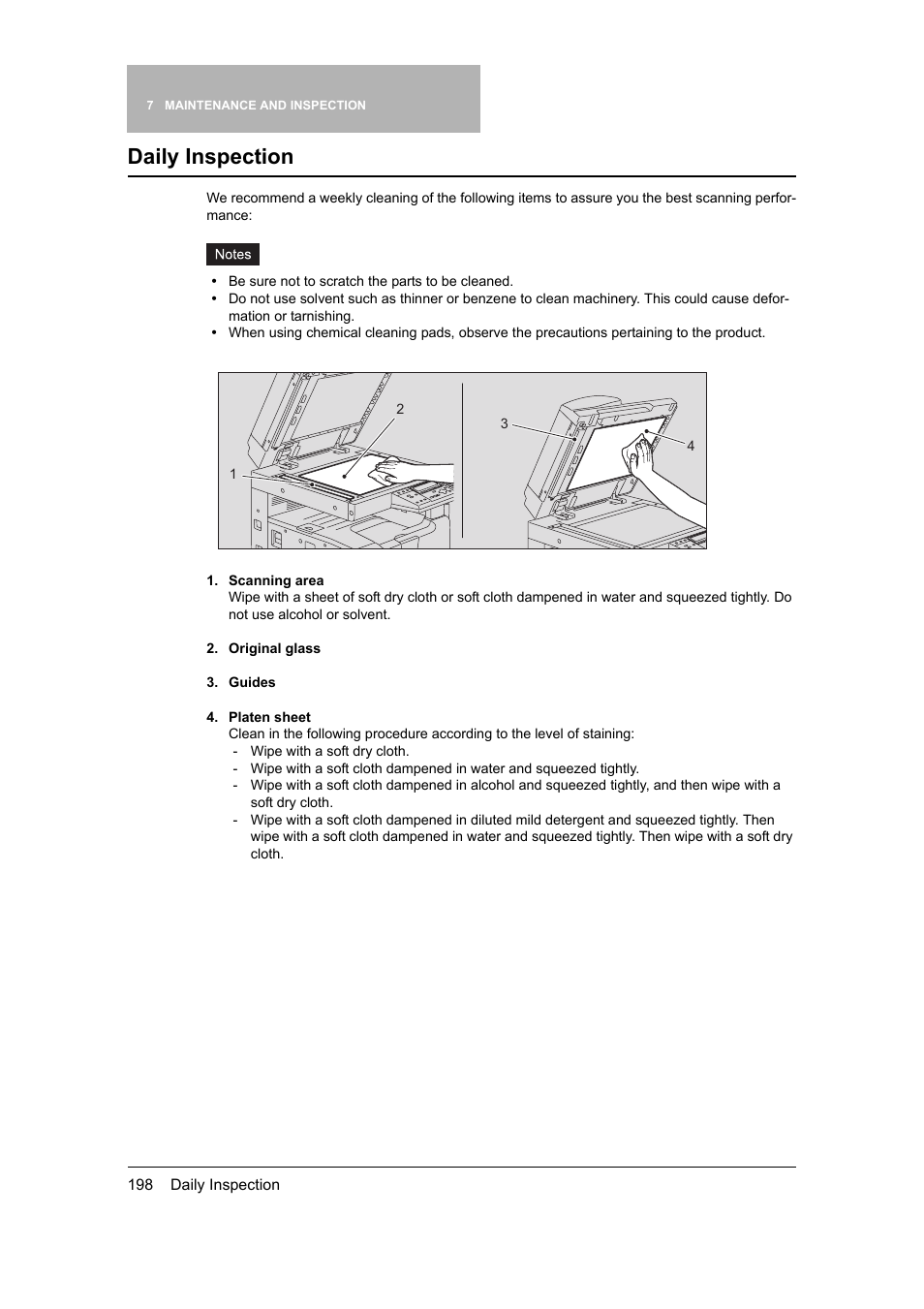 Daily inspection, P.198 “daily inspection | Toshiba 165 User Manual | Page 200 / 224