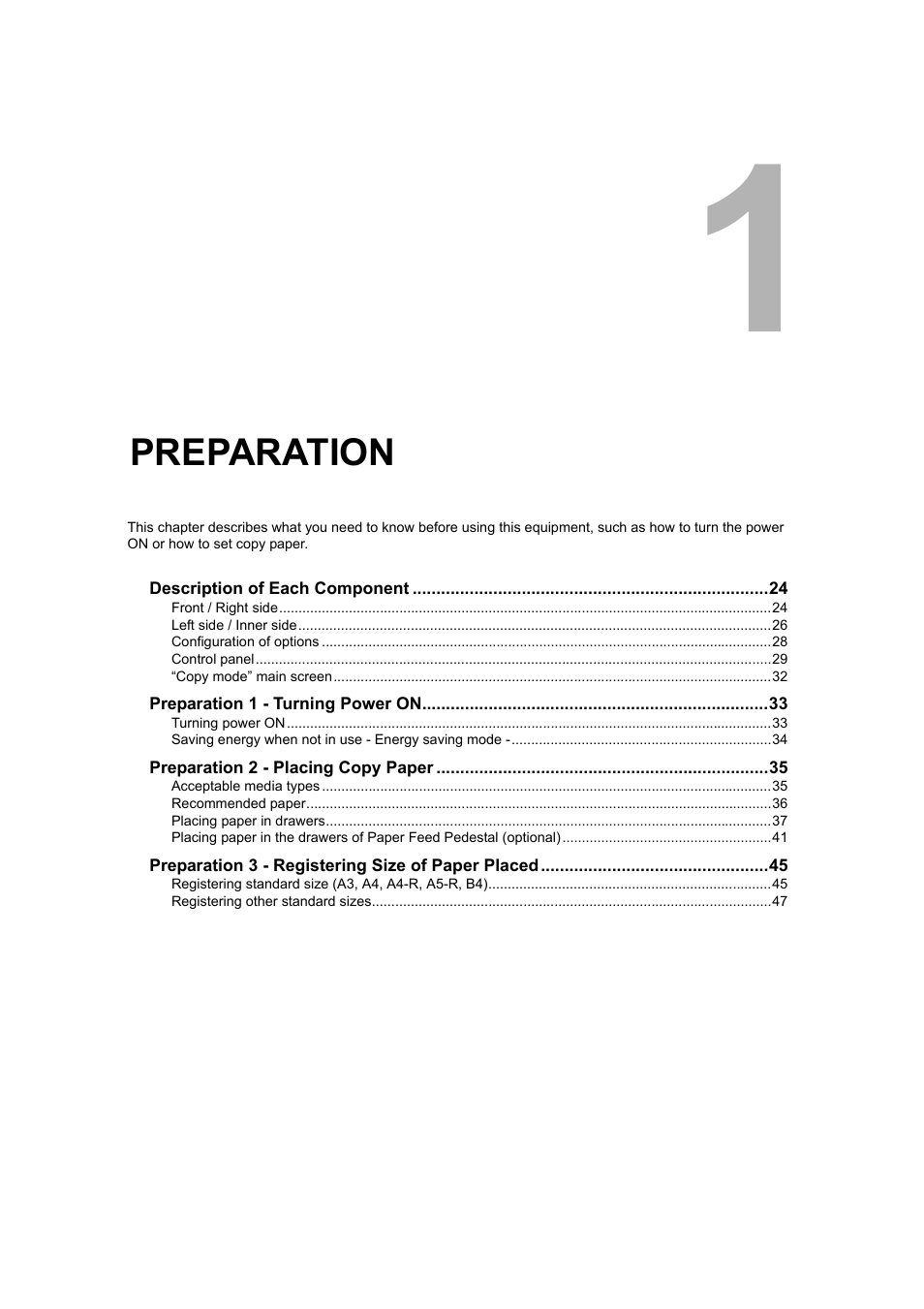 Preparation, Chapter 1 | Toshiba 165 User Manual | Page 25 / 224