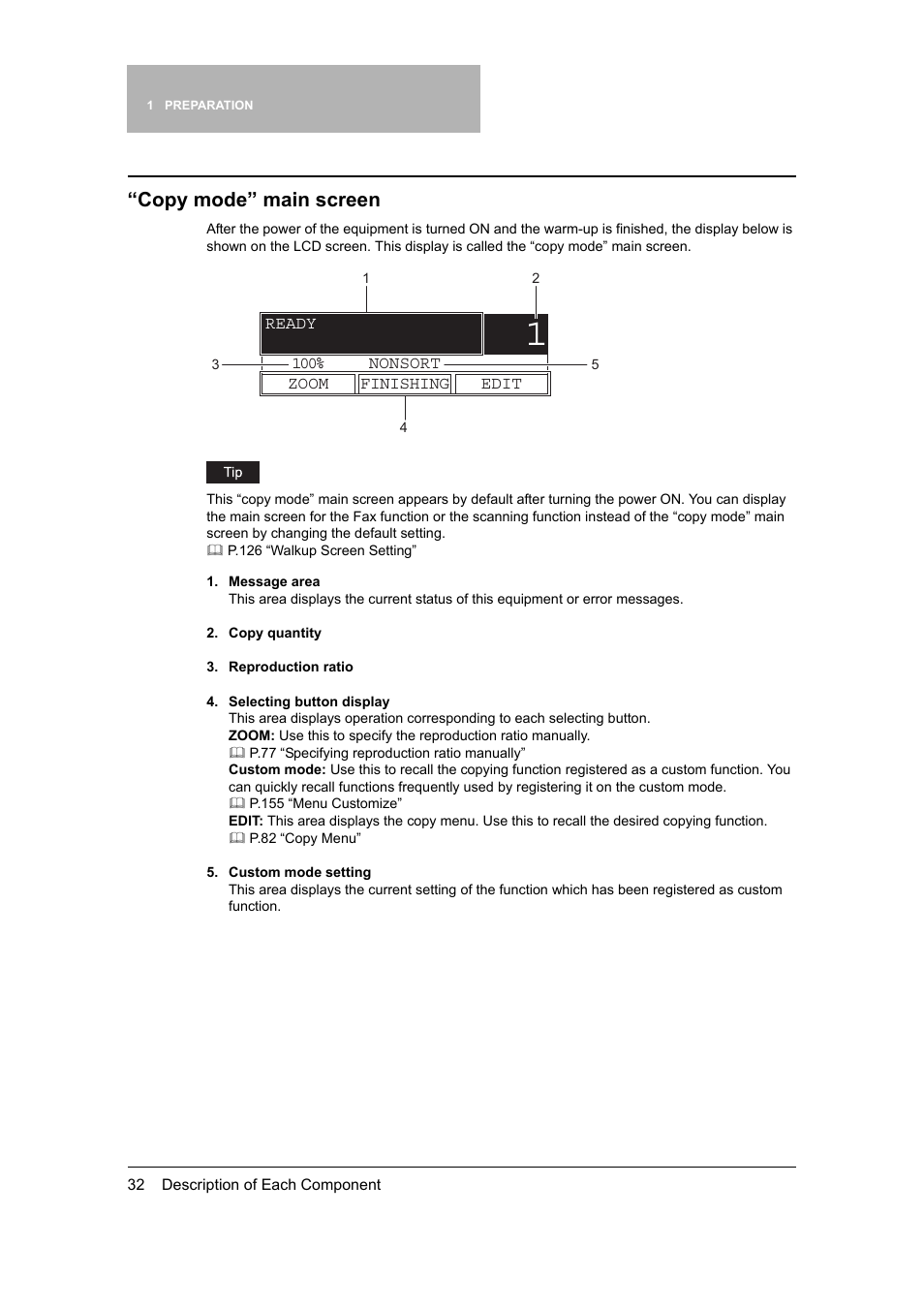 Copy mode” main screen, P.32 ““copy mode” main screen | Toshiba 165 User Manual | Page 34 / 224