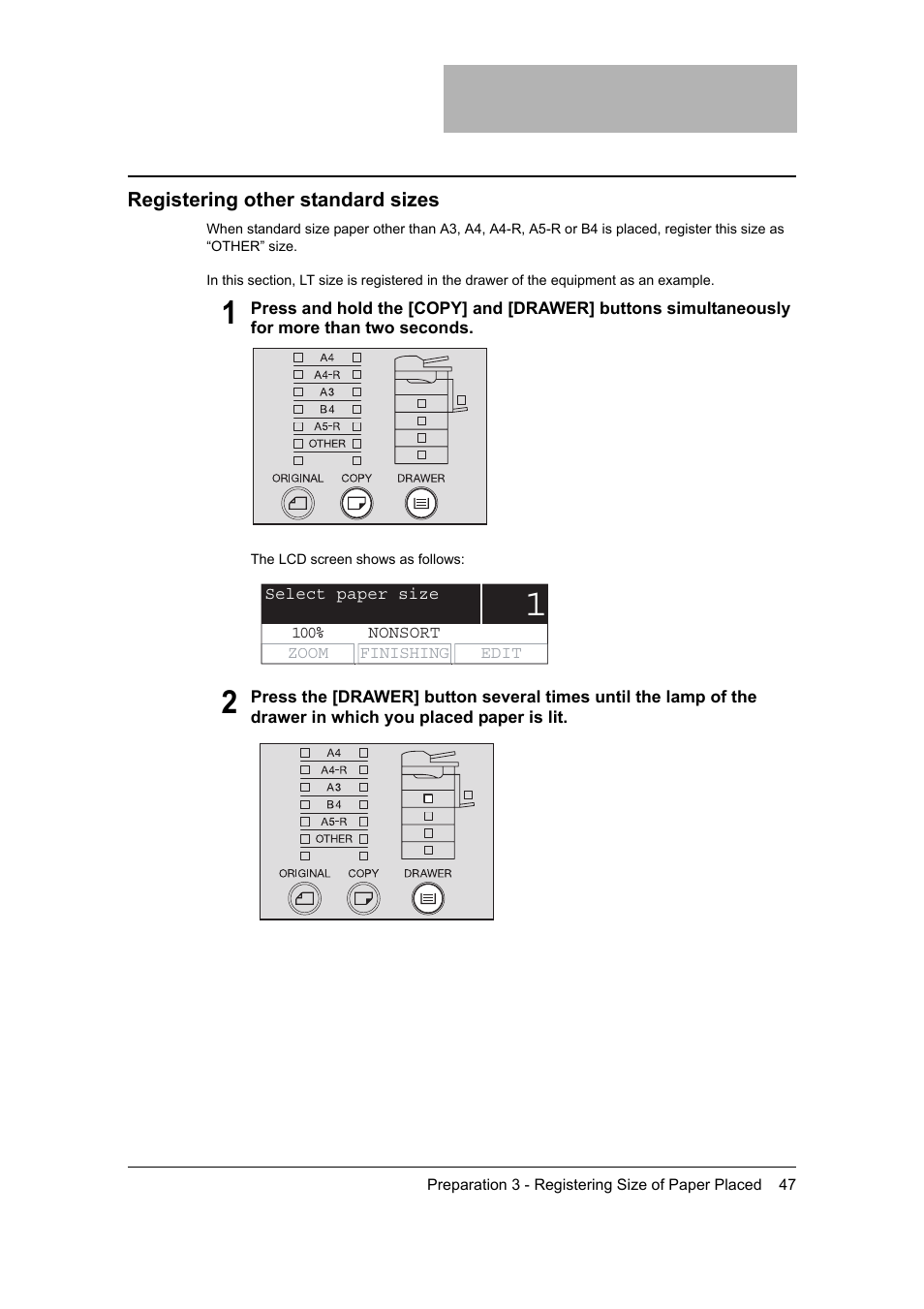 Registering other standard sizes | Toshiba 165 User Manual | Page 49 / 224