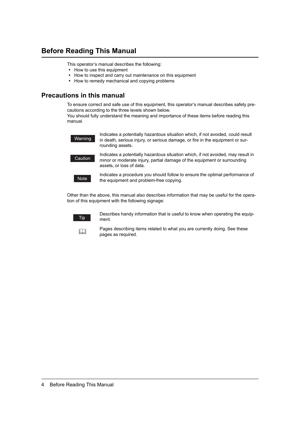 Before reading this manual, Precautions in this manual | Toshiba 165 User Manual | Page 6 / 224