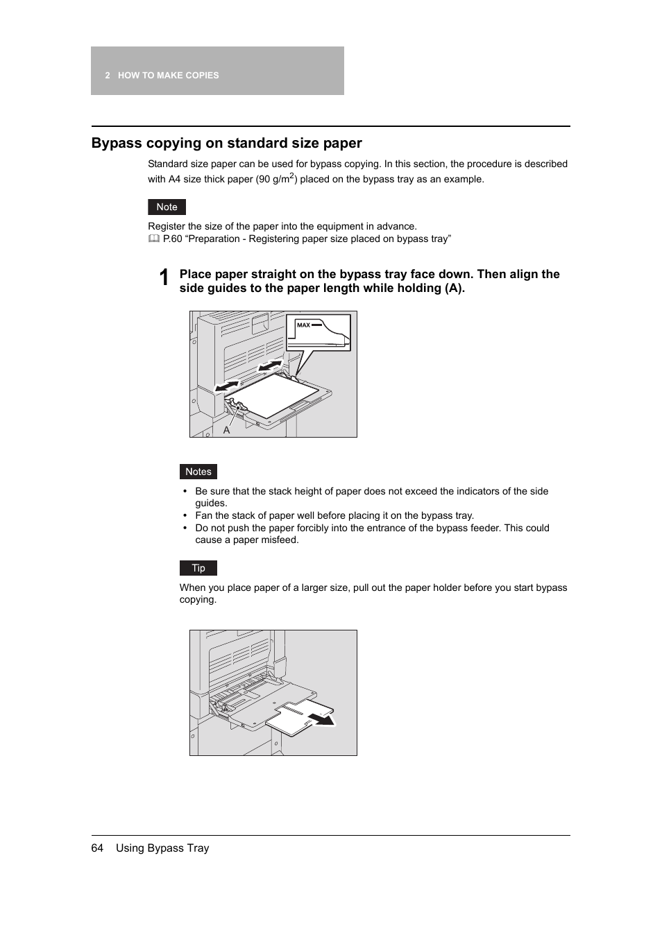 Bypass copying on standard size paper | Toshiba 165 User Manual | Page 66 / 224