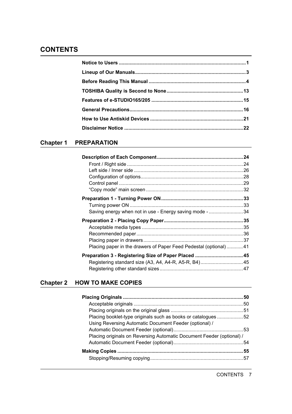 Toshiba 165 User Manual | Page 9 / 224