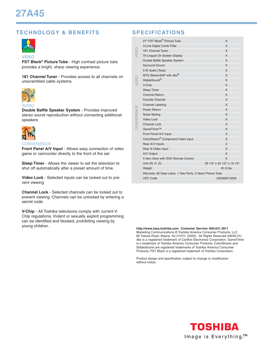 27a45 | Toshiba 27A45 User Manual | Page 2 / 2