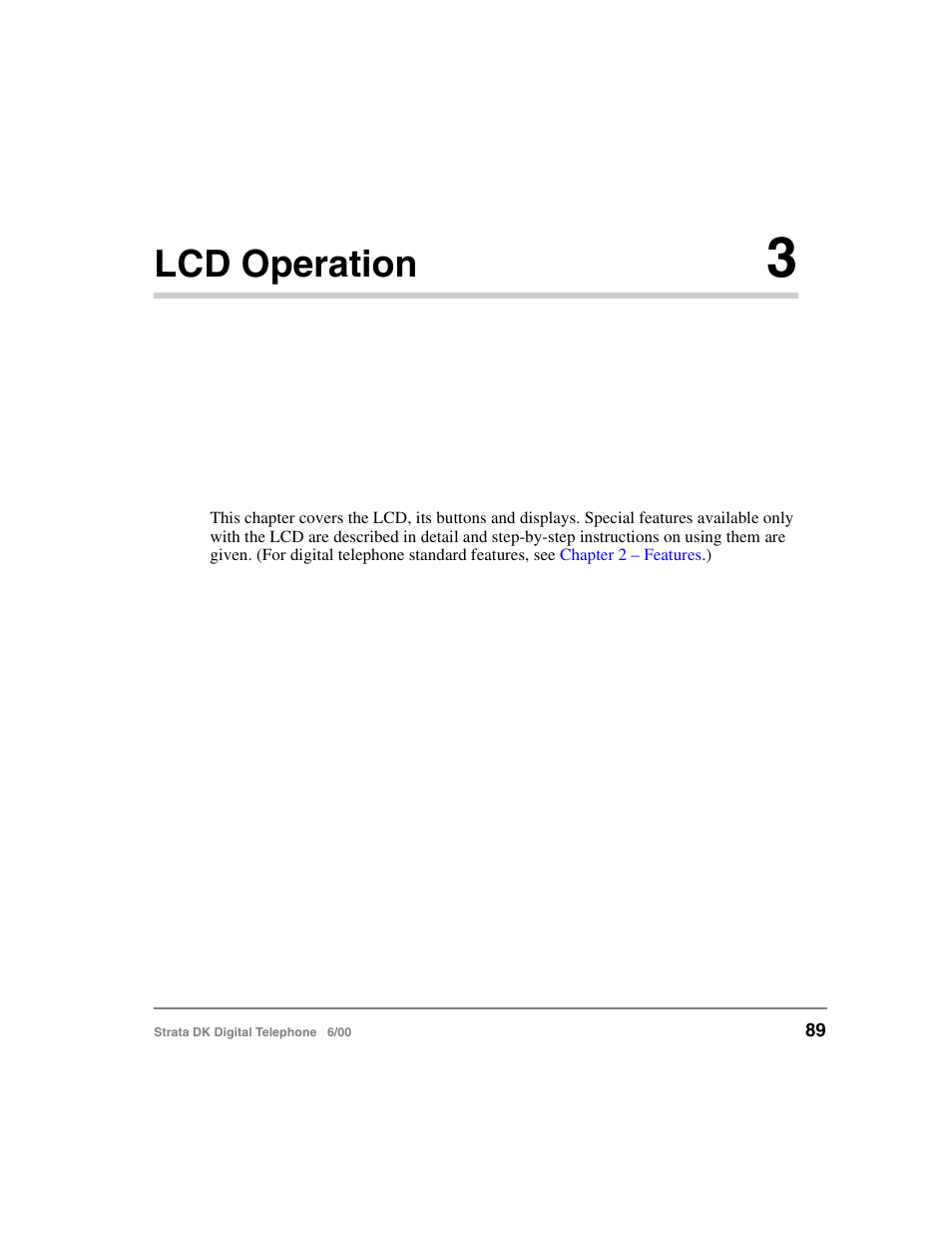 Chapter 3 - lcd operation, Chapter 3 – lcd operation, Lcd operation | Toshiba Strata DK 2000-series User Manual | Page 101 / 164
